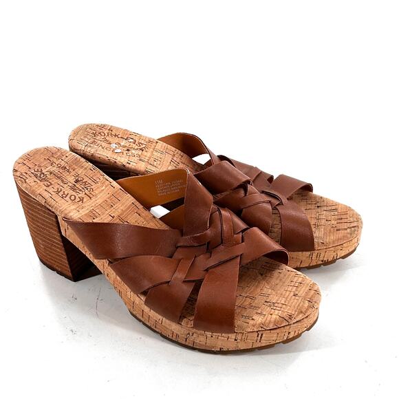 Kork Ease Charis Sandals 11 Brown NWOT Heels Mules Leather Comfort Travel - Picture 2 of 7